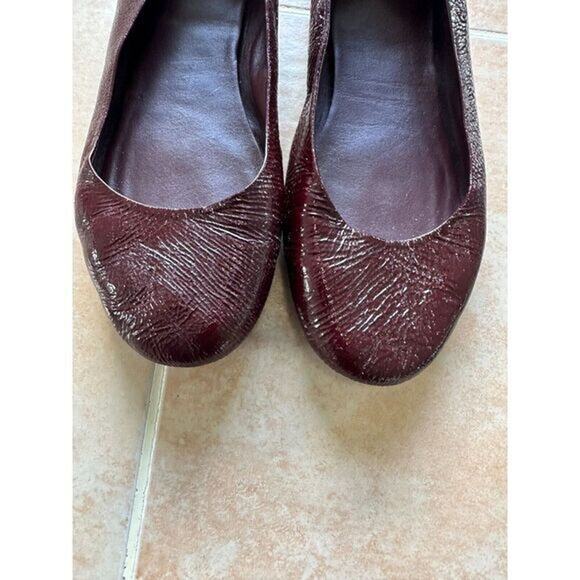 Tory Burch Travel T Ballet - Crinkle‎ in Oxblood size 7.5 M - Picture 3 of 12